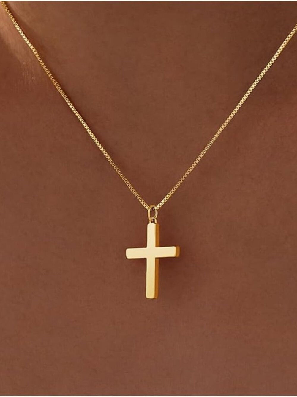 Easter Basket Stuffer Cross Necklace for Women Girls, Dainty 14K Gold Silver Pla - Picture 1 of 6